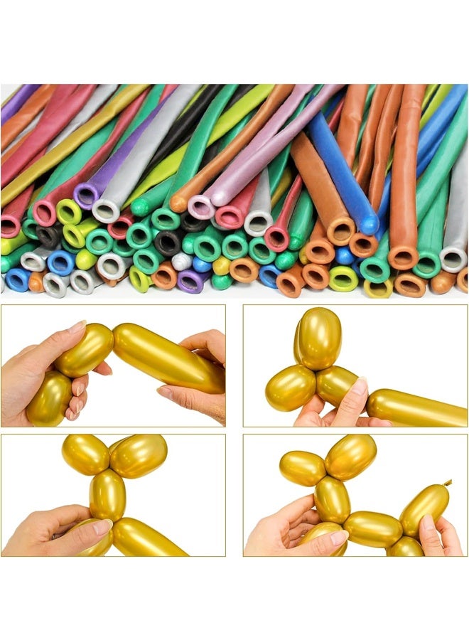 260 Balloons, 100pcs Long Balloons, Metallic Color Mix 260 Balloons, Long Balloons for Balloon Arch, Balloon Animals Kit, Balloons for Balloon Animals - Image 2